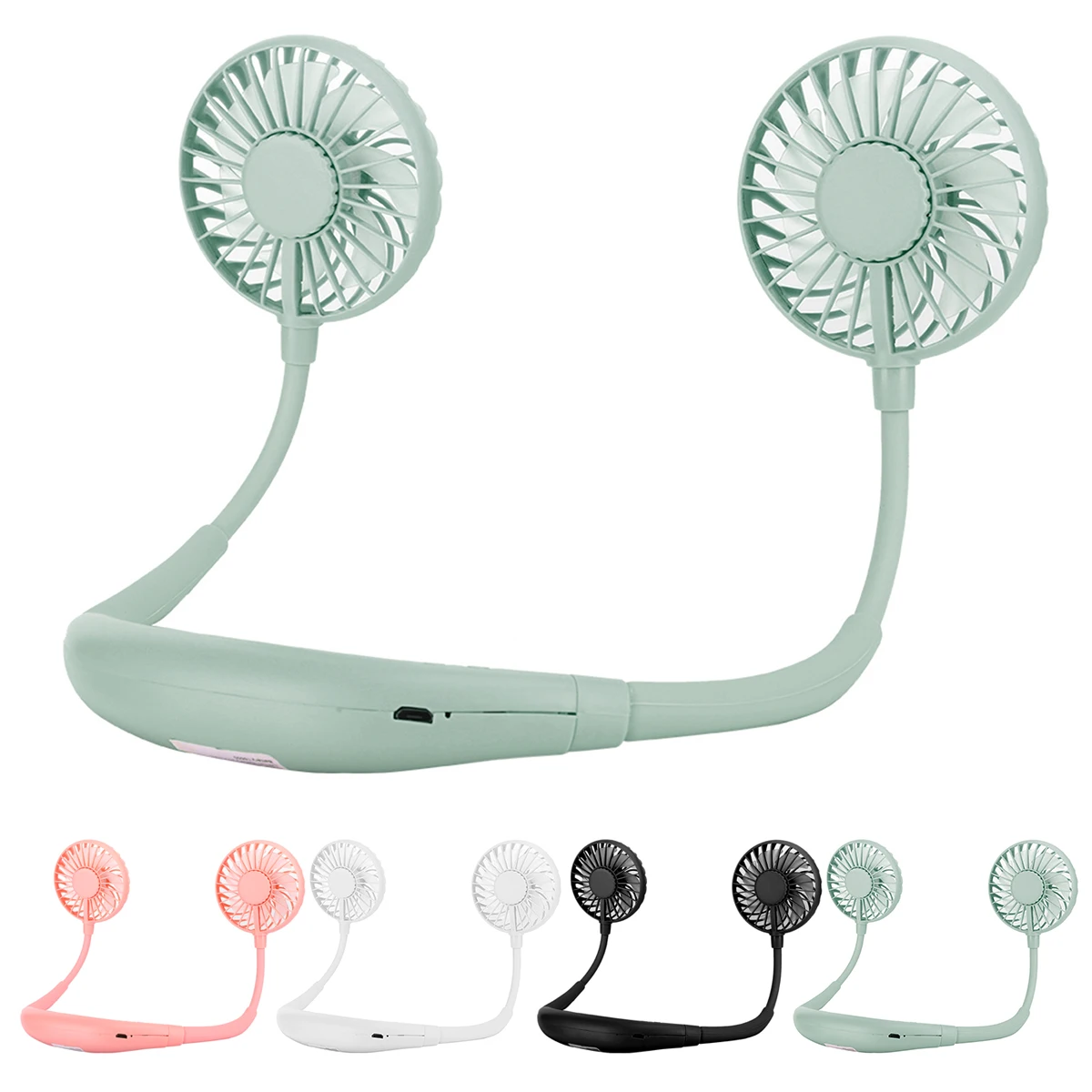 

USB Fan Cold Fan Hands Free Neck Portable Fan Hanging Rechargeable Mini Sports Fan Adjustable 3-Speed Neck Dual Fan Home Office