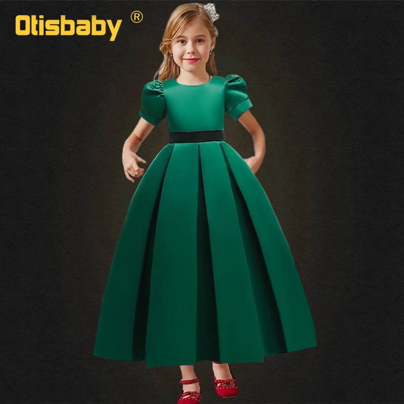 Green Изысканные платья с пышными рукавами для подростков 12, 13, 14 лет, элегантные платья для причастия для девочек, красивое выпускное платье - Цвет: Green