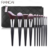 rancai 10pcs hight quality makeup brushes set foundation powder blush eyeshadow sponge brush soft hair cosmetic brushes tools