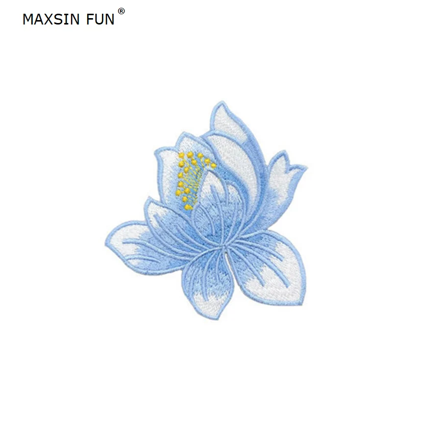 MAXSIN FUN 1 шт. Симпатичные вышитые лотосы ткани патч утюгом аппликация китайские