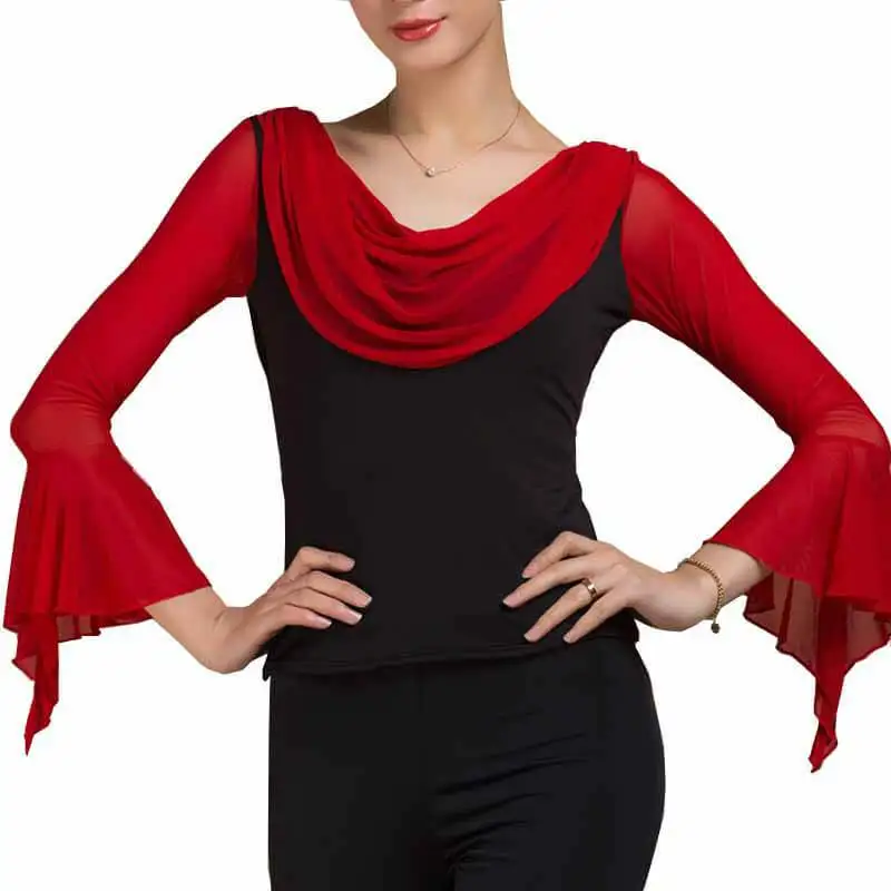 

Scoop Neck Ruffle Sleeve Dance Top with Ruffles 207-245