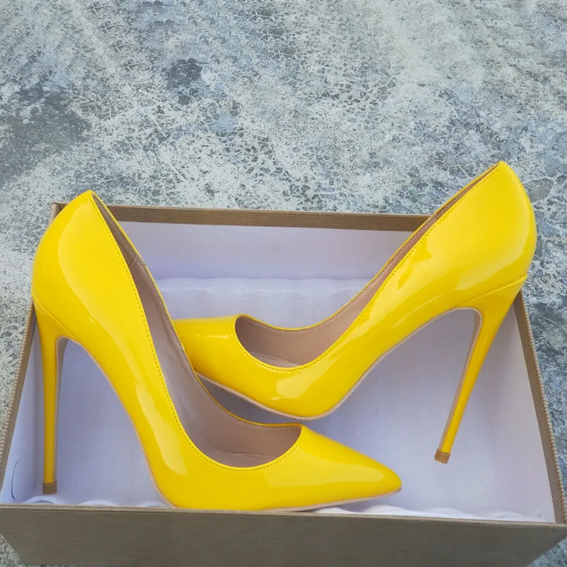 Keshangjia women's fashion high heels yellow sexy pointed single shoes bridal wedding party | Обувь
