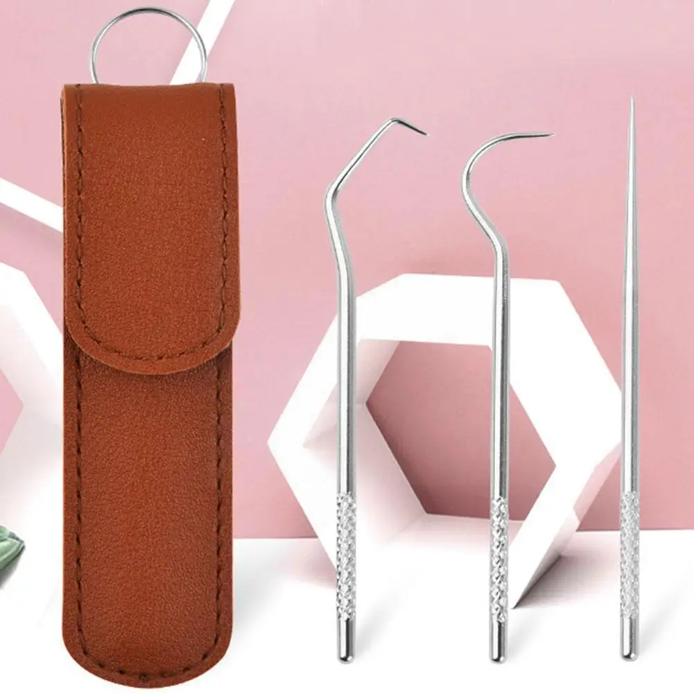 

3pc Dental Steel Dental Dentist Prepared Tool Set Probe Tooth Instrument Care Sickle Kit Hoe Tweezer V8x4