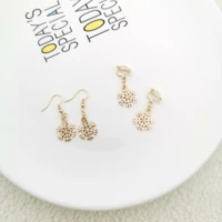 christmas gold snowflake with diamond earrings for women girls fashion jewelry new year gif