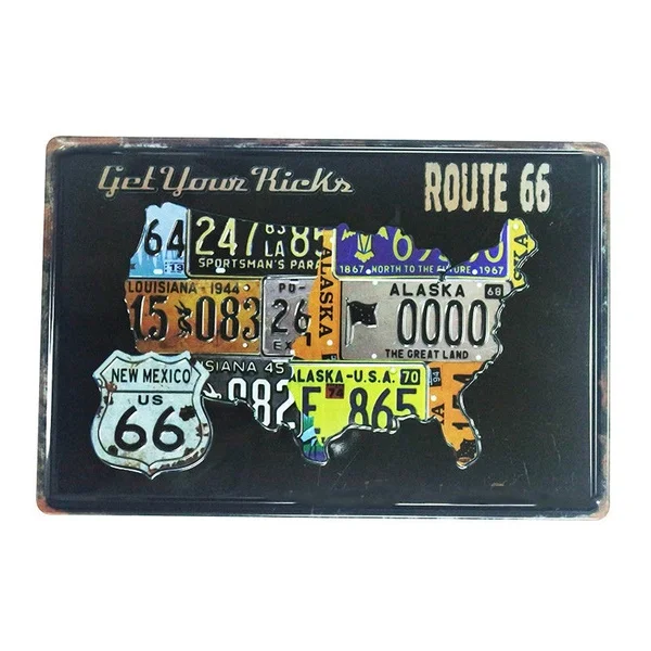 

Get Your Kicks Route 66 Vintage Tin Sign Metal Sign Metal Poster Metal Decor Metal Painting Wall Sticker Wall Sign