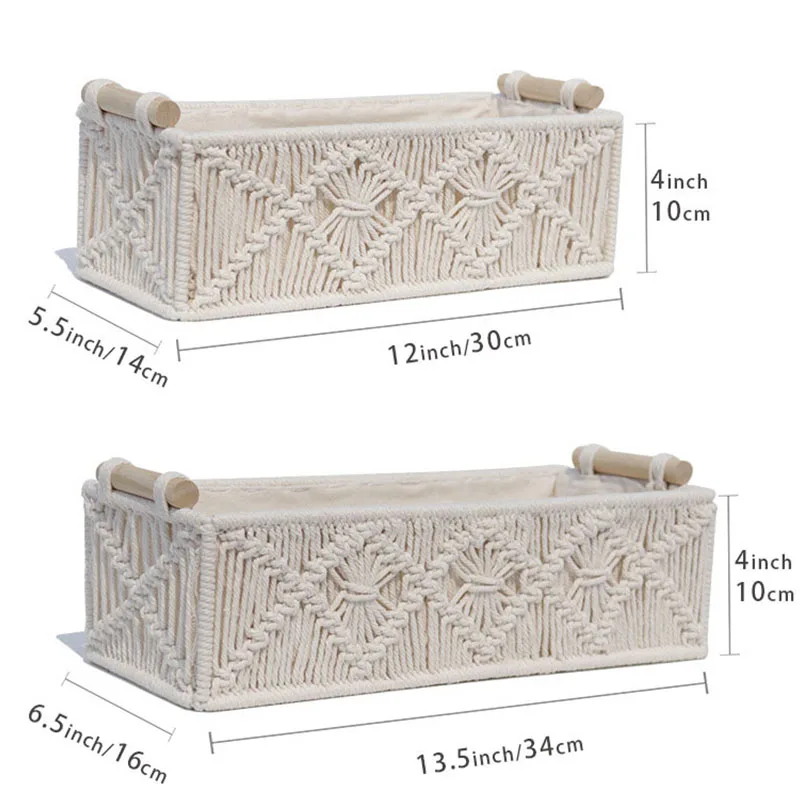nordic bohemian style basket house woven storage 3 styles multipurpose flower fruit basket tissue cotton rope weaving box decor free global shipping