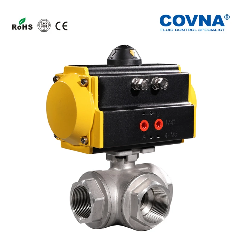ANSI 2.5 inch Thread Pneumatic Ball Valve NPT 3 Ways Spring Returned SS304 | Обустройство дома