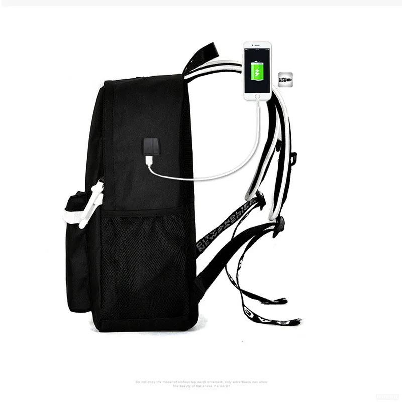 Mjzkxqz Student School Backpack Luminous USB Charge School Bag For Teenager Boy Anti-Theft Children's Schoolbags Laptop Backpack