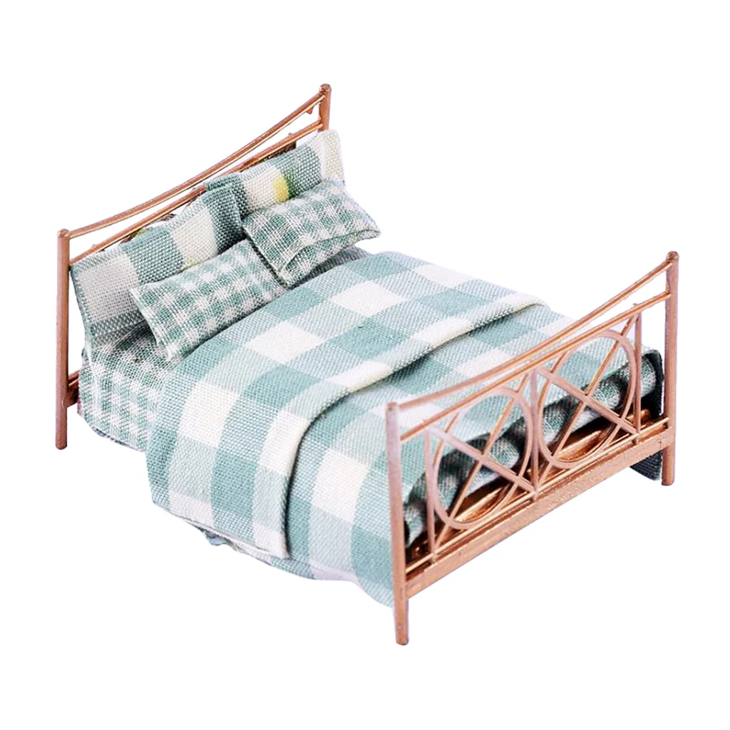 

1/25 Scale Double Bed Doll Bed Miniature Furniture For Dollhouse