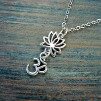 spiritual yoga om lotus flower necklace zen necklace ohm pendants women hinduism jewelry gift bijoux