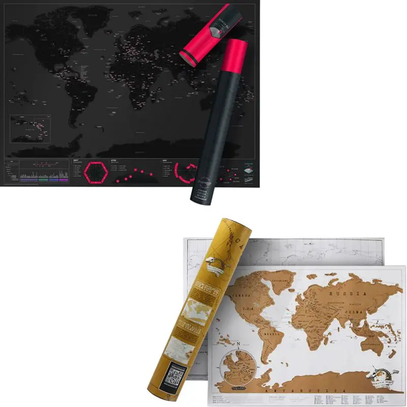 Scratch Off Map Of The World Travel Poster Easy Scratching Gold Foil Reveals Appreciated By Any Enthusiast | Дом и сад