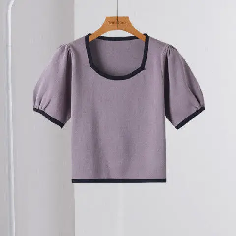 

Summer New Fashion Square Collar T-shirt High Waist A-line Denim Skirt Set Women Loose Solid Tee Jeans Skirt Suit Female Q143