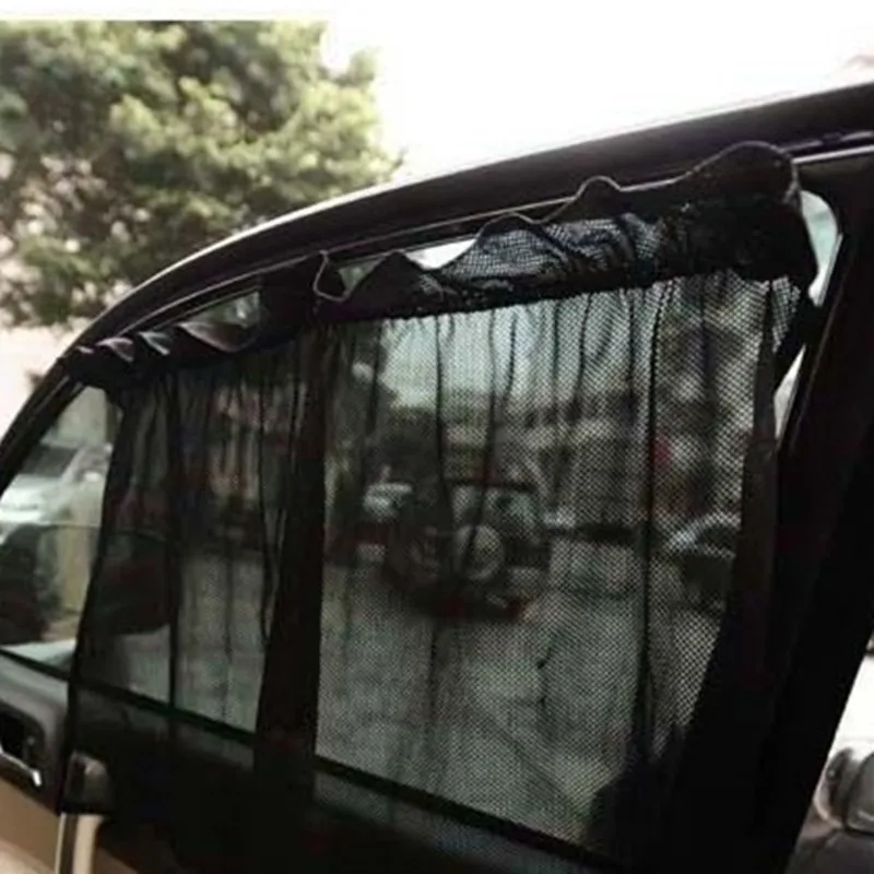 

2PCS Car Suction Cup Curtain Sunshade Black Gauze Mesh Installed Summer Sun Shade Curtain Sunscreen Car Interior Accessories
