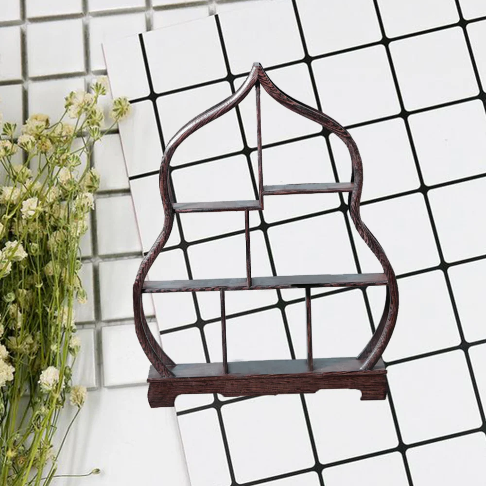 

1Pc Wood Shelf Retro Antique Shelf Rosewood Crafts Wenge Display Stand without Ornaments (Peach Shape)
