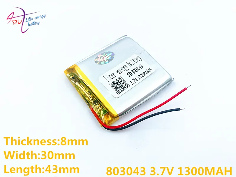 3 7 V 1300mAh 803043 Li Po полимерная аккумуляторная батарея для Mp3 MP4 GPS DVD Карманный ПК