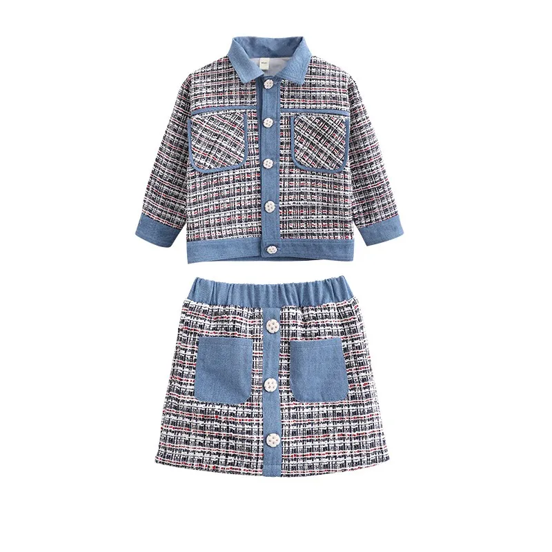 

Комплект одежды для девочек-подростков, Куртка и юбка, элегантный модный Рождественский костюм для девочек 8, 10, 12 лет