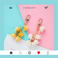 2020new cute popcorn keychain key ring simulated food snacks cute car keychain couple gifts womens girl jewelry wholesale