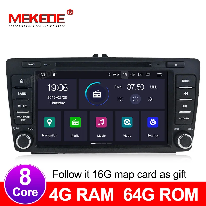 4G + 64G 8 ''Android 9 0 автомобильный DVD мультимедийный плеер для Skoda Octavia 2009 2015 gps