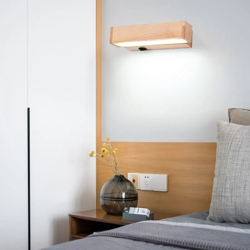 

LED mirror front lamp wall lamp bedside solid wood wall lamp corridor lamp rotatable modern home decoration Indoor lighting