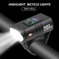 lamp flash light flashlight 1000mah t6 daul bicycle front with spotlight power display usb rechargeable mtb bike warning electri