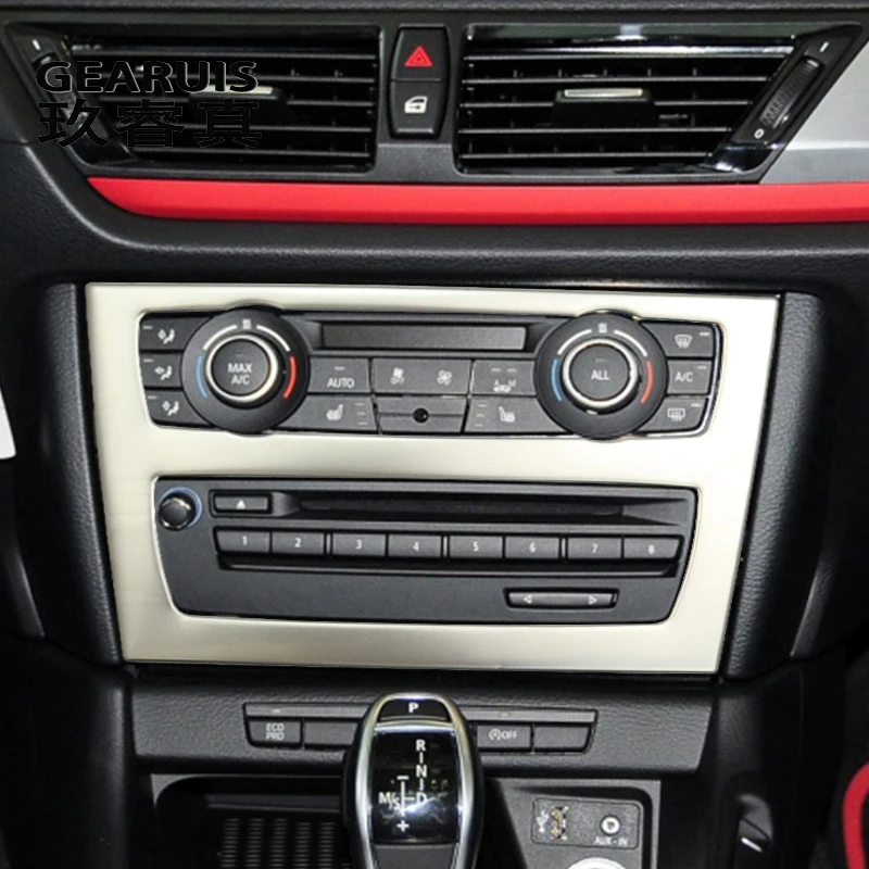 

Car Styling Air Conditioning CD Panel Covers Stickers and decals Trim For BMW X1 E84 stainless steel Interior Auto Accessories