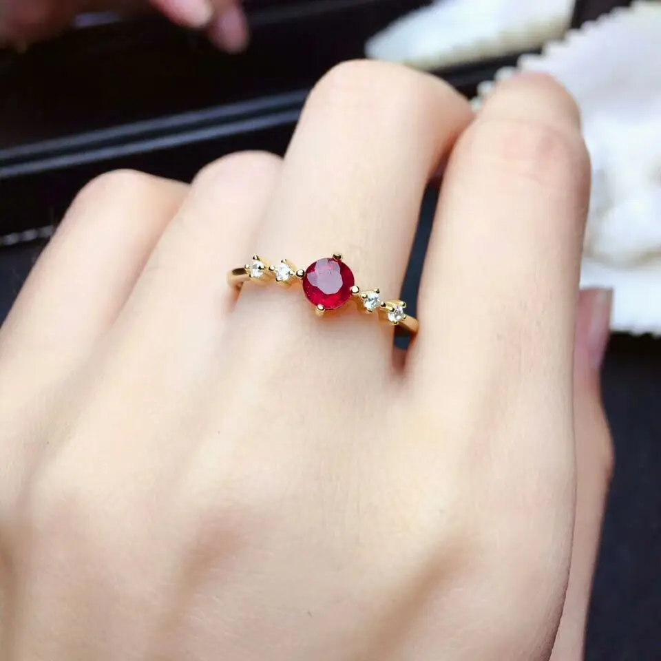 Женское кольцо с рубином MeiBaPJ ювелирное изделие из стерлингового серебра 925 пробы
