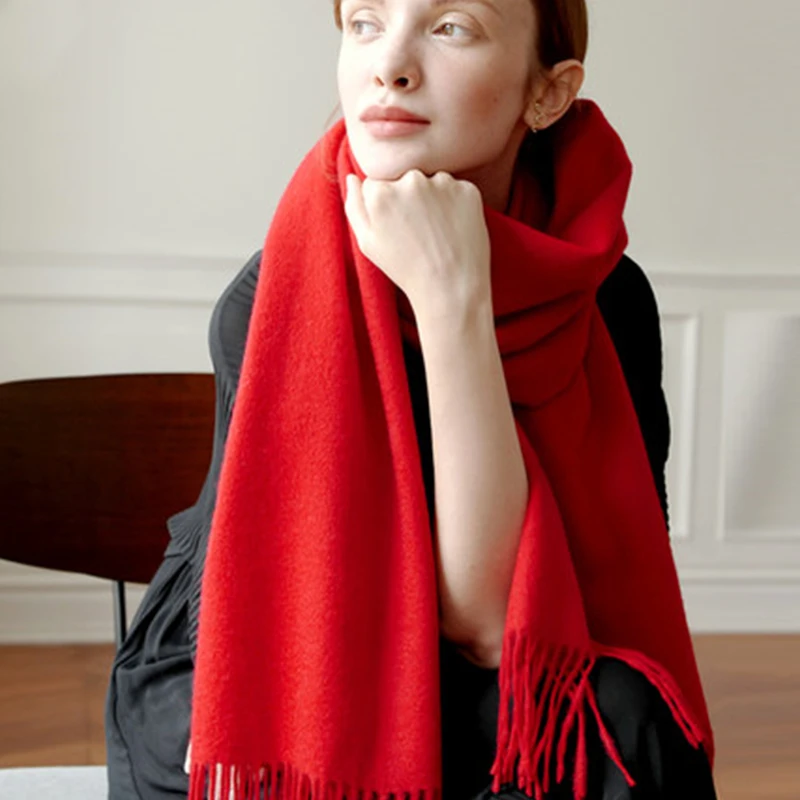 Однотонный кашемировый шарф женский модный теплый и плотный зимний для женщин