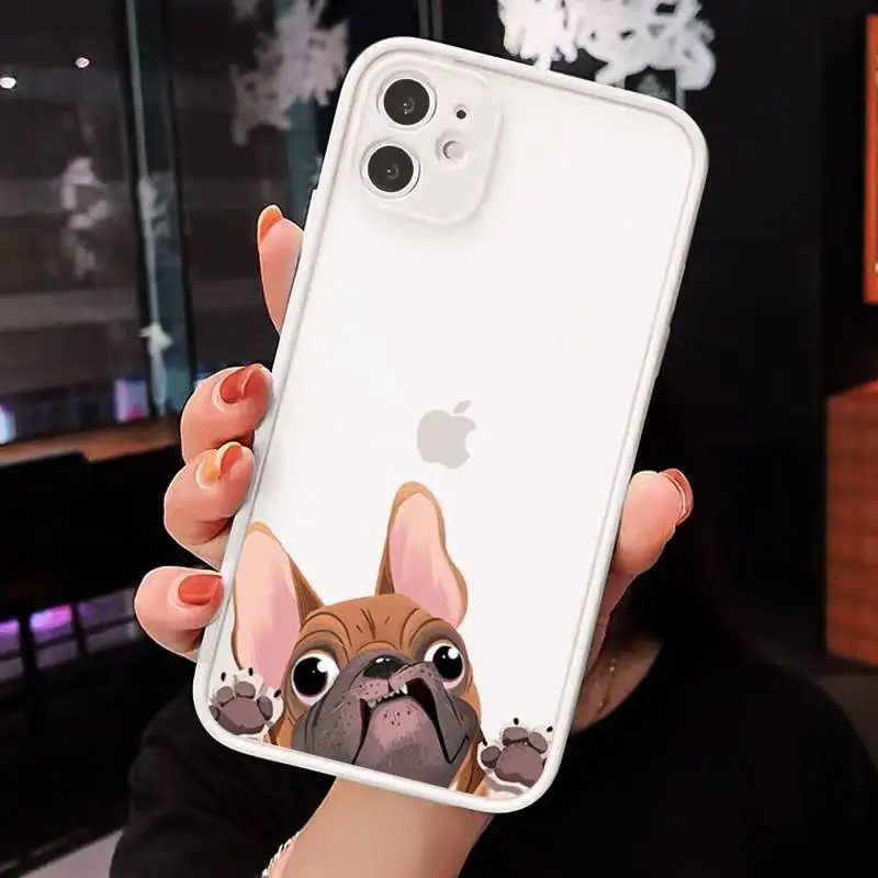 

Pug Dog French Bulldog Phone Case matte transparent For white Clear Funda iPhone 7 8 x xs xr 11 12 pro plus max mini