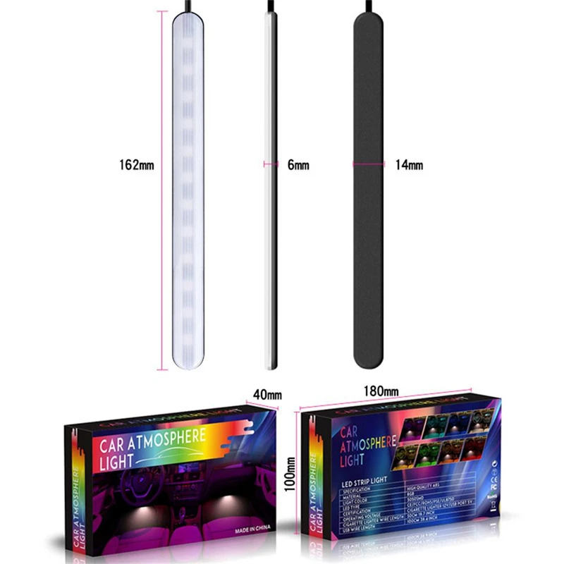 7-цветная RGB светодиодная Автомобильная атмосферная лампа Неоновая полоса