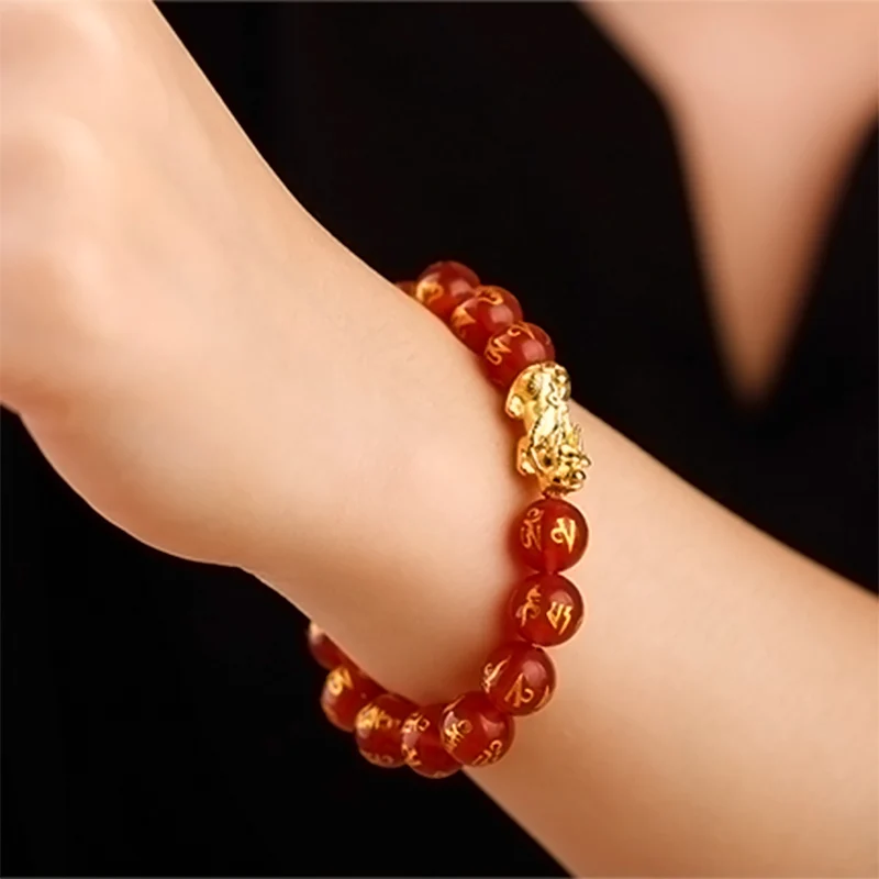 Бусины из натурального камня браслет пары черный и красный оникс шесть слов с