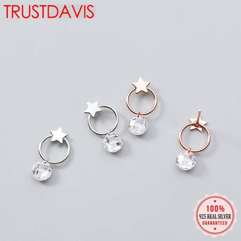 Trustdavis Аутентичные минималистичные серьги гвоздики из стерлингового серебра 925