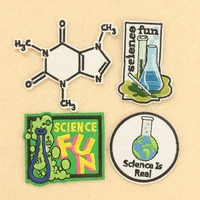 2pcs science fun patch chemistry experiment clothes stickers embroidery applique scientist fabric badge iron on patches clothes