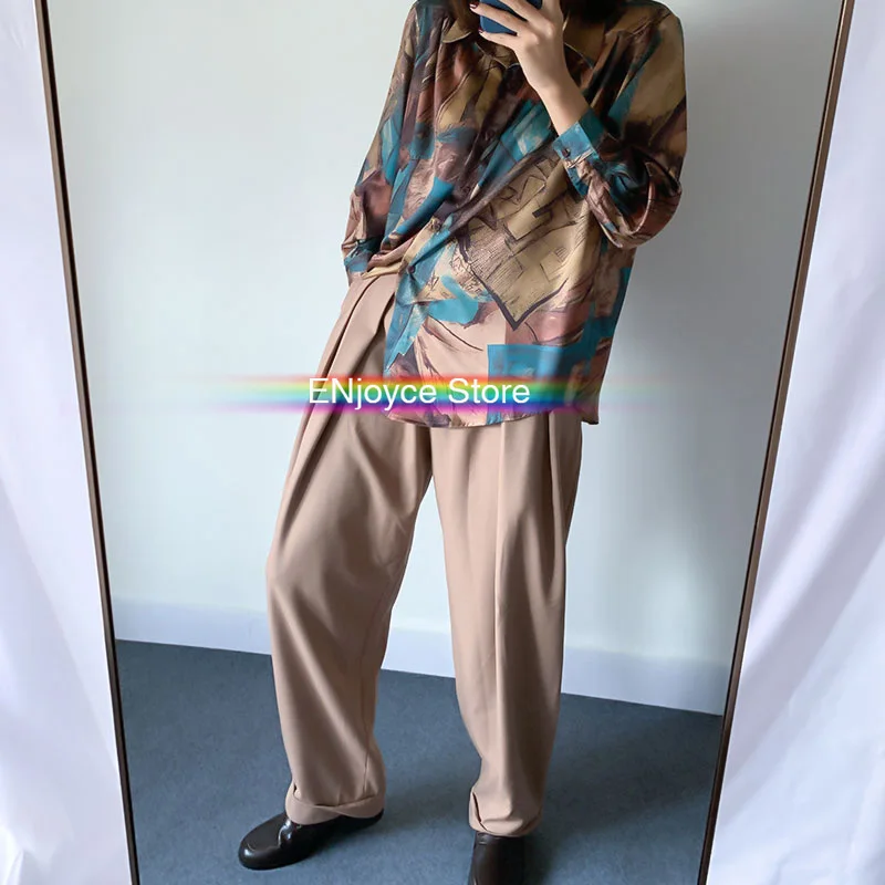 Винтажная блуза в стиле барокко с длинным рукавом свободная рубашка абстрактным