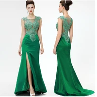 free shipping special occasion party dress vestido de renda 2014 new sexy green lace custom chiffon formal gown evening dress