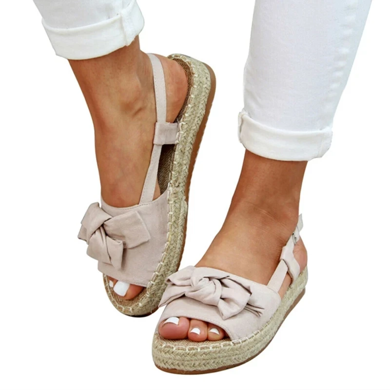 Сандалии женские с бантом-бабочкой Босоножки открытым носком повседневная обувь