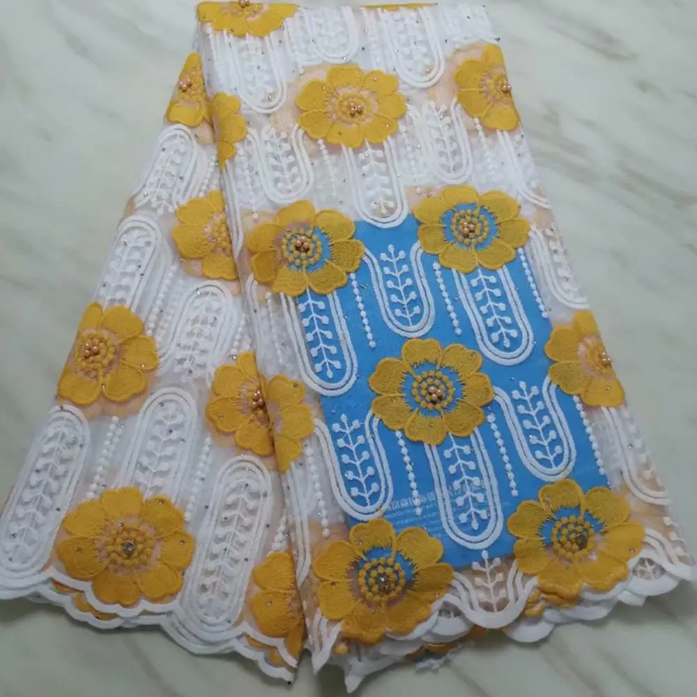 Красивая швейцарская кружевная ткань африканская сетка цветы вышивка бусинами и