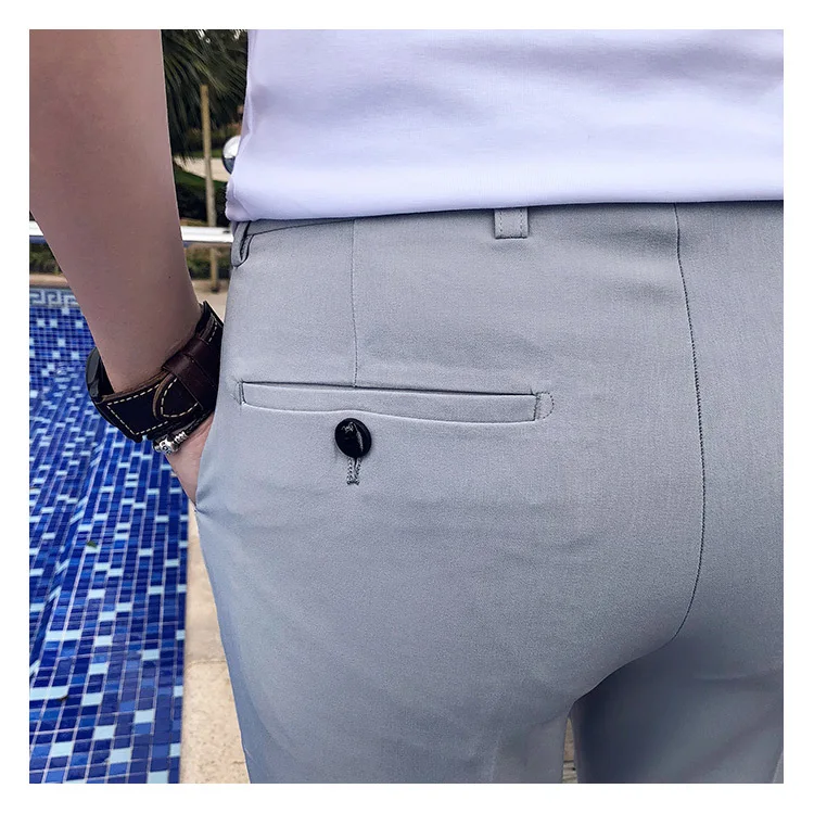 

ICPANS 8 Color 2019 Summer Ankle Length Dress Pant Men Business Office Trousers For Male Formal Suit Pant Black Pink Red white