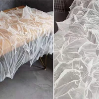 miyake pleats tulle fabric transparent white diy patchwork background stage decor skirts dress clothes designer fabric