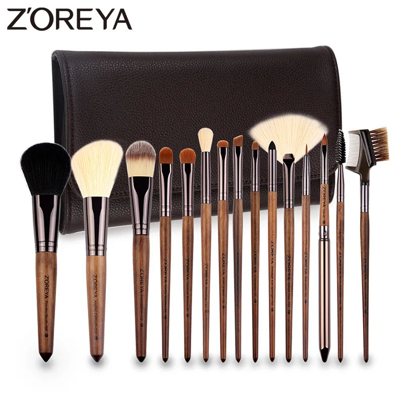 ZOREYA брендовые цветные кисти для макияжа набор профессиональных 15 шт теней бровей