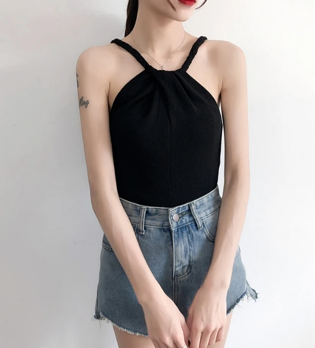 

Женский трикотажный жилет, Короткий трикотажный жилет с открытыми плечами в европейском и американском стиле, лето 2020