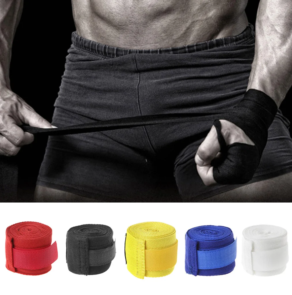

1pc 2.5M Cotton kick boxing bandage wrist straps Sport Strap Boxing Bandage Muay MMA Taekwondo Hand Gloves Wraps Hand Protection
