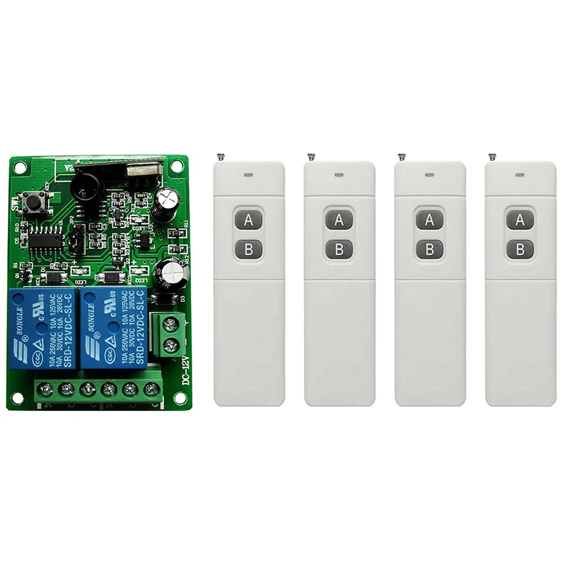 Универсальный беспроводной пульт дистанционного управления, 3000 м, 12 В постоянного тока, 24 В, 2 канала, релейный модуль приемника 10 А и Радиочастотный пульт дистанционного управления