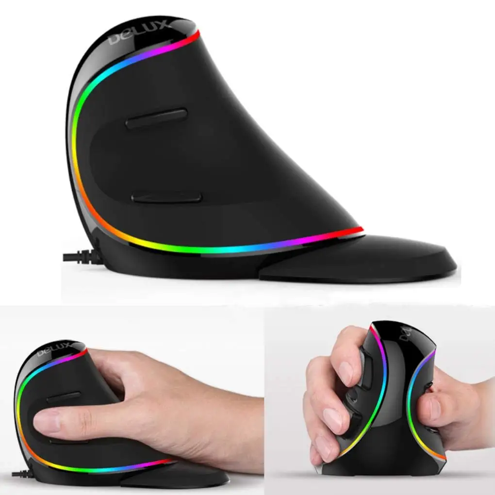 Delux M618 Plus Vertical Mouse Gaming 3D Mice Ergonomic Useful LED Light Computer for PC Laptop Gamer new | Компьютеры и офис
