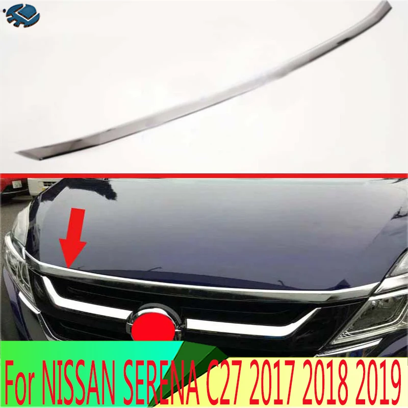 

For NISSAN SERENA C27 2017 2018 2019 ABS Chrome Front Hood Bonnet Grill Grille Bumper Lip Mesh Trim Cover