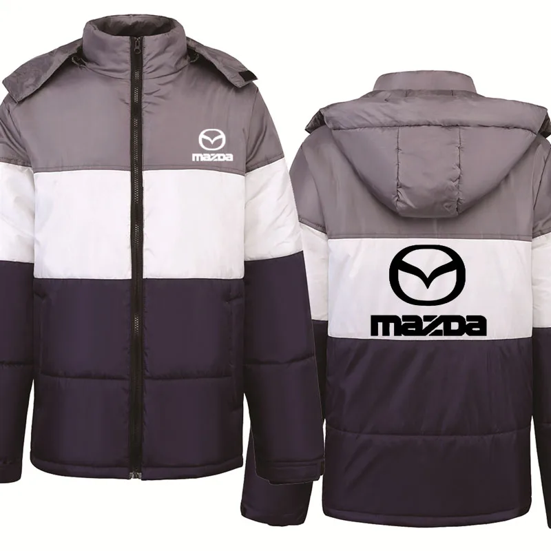 

2021NEW winter Jacket Men Mazda Car Logo Print Casual Hip Hop Harajuku Plus velvet thickening Sweatshirts Man Keep warm Hoodie