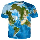 Футболка с картой мира для мужчин и женщин, Повседневная футболка с 3D принтом в стиле Харадзюку, уличные топы, Прямая поставка