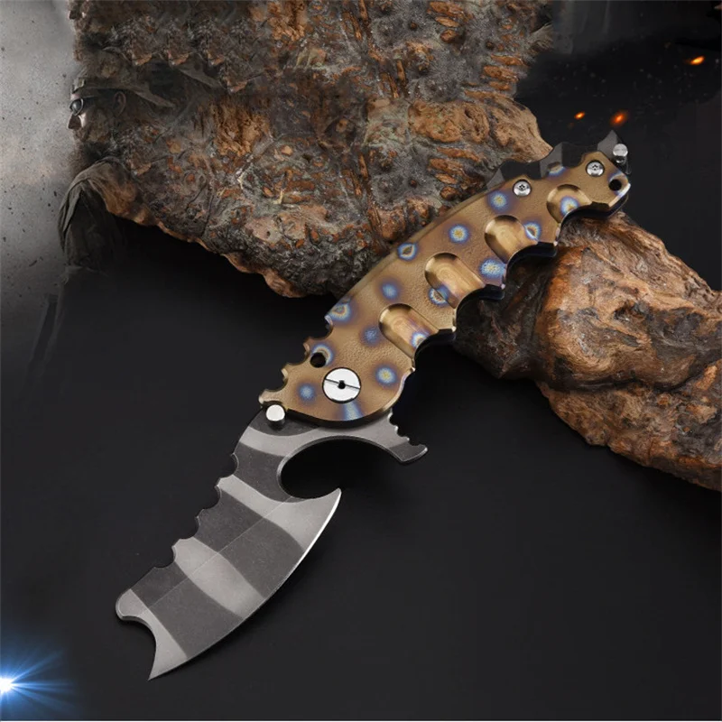 

Zebra Dot Pattern Folding Knife Stainless Steel Camping Collection Folding Pocket Knife Self-defense Folding Knife 1 Pcs