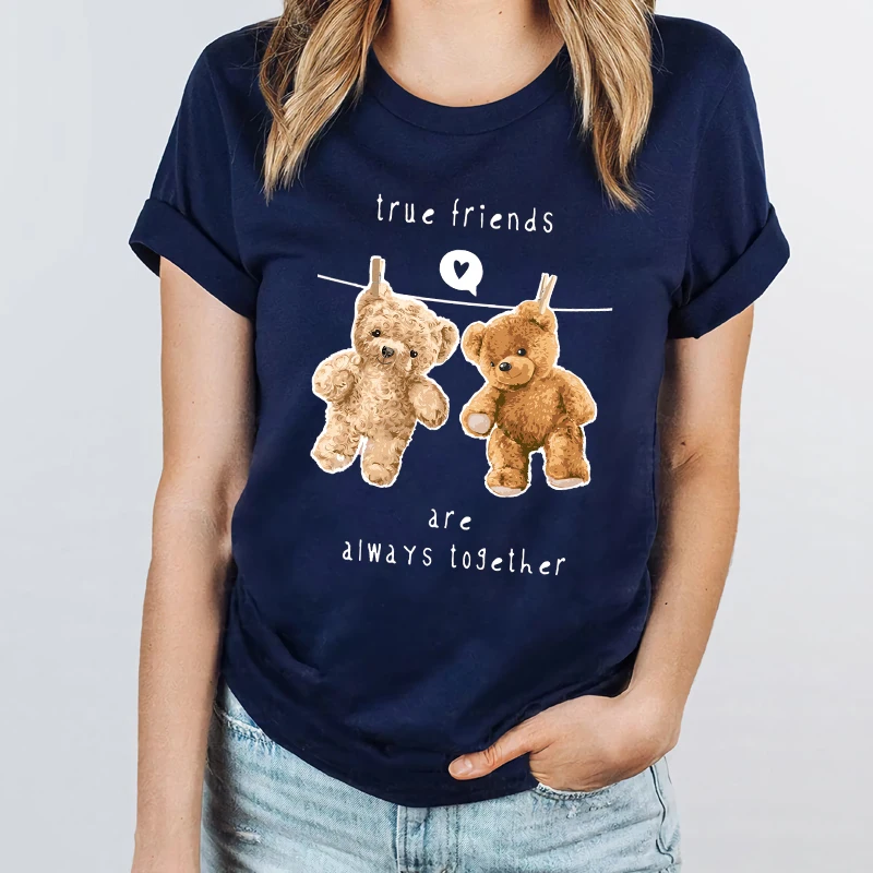 

Summer 2022 футболка оверсайз жен Little Bear Short Sleeves топ женский Cartoon Print 100% Cotton Y2k футболка женский топ S-4XL
