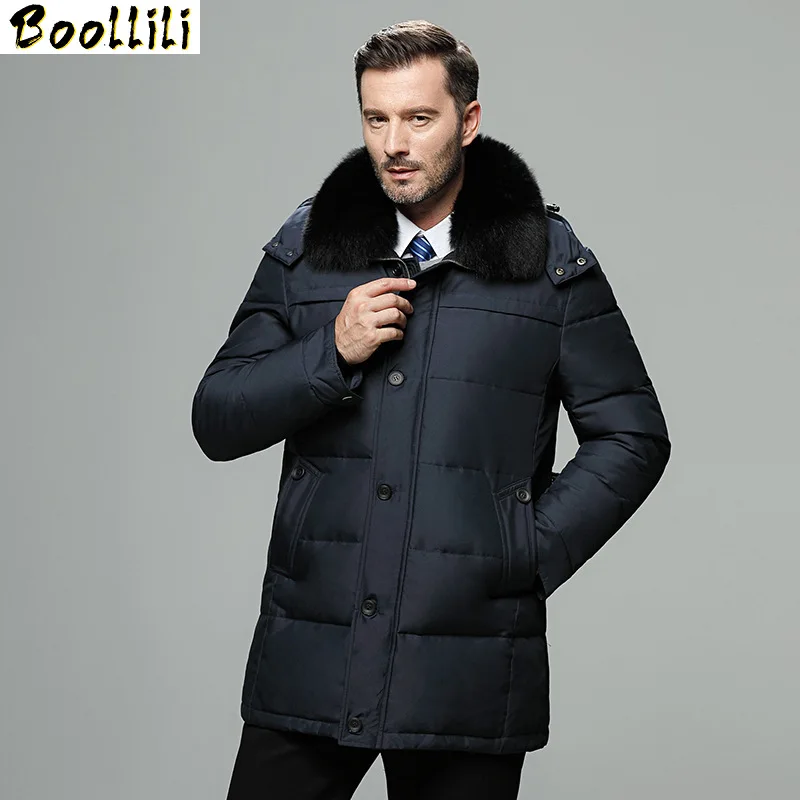 Men's Down Boollili Jacket Winter Coat Men Real Rex Rabbit Fur Collar Plus Size Puffer Jacket Warm Doudoune Homme