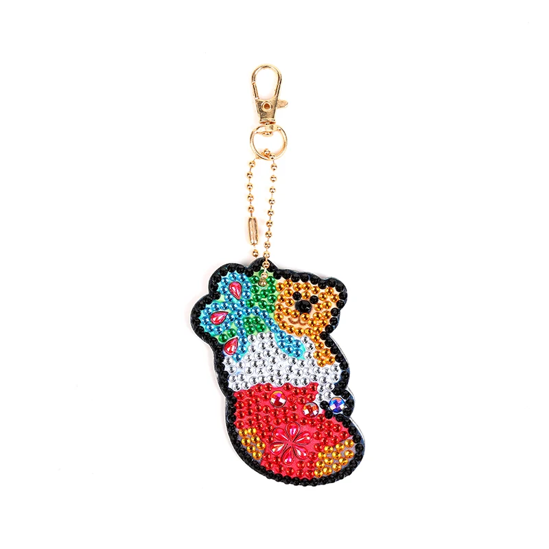 

5pcs Christmas Pendant DIY Full Drill Special Shaped Diamond Painting Keychain Diamond Embroidery Keyring Christmas Gift